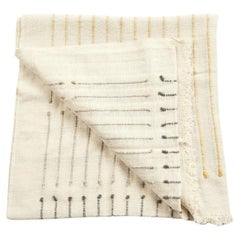 Safari Handloom White Merino Organic Cotton Throw, Hand Knotted Stripes Design