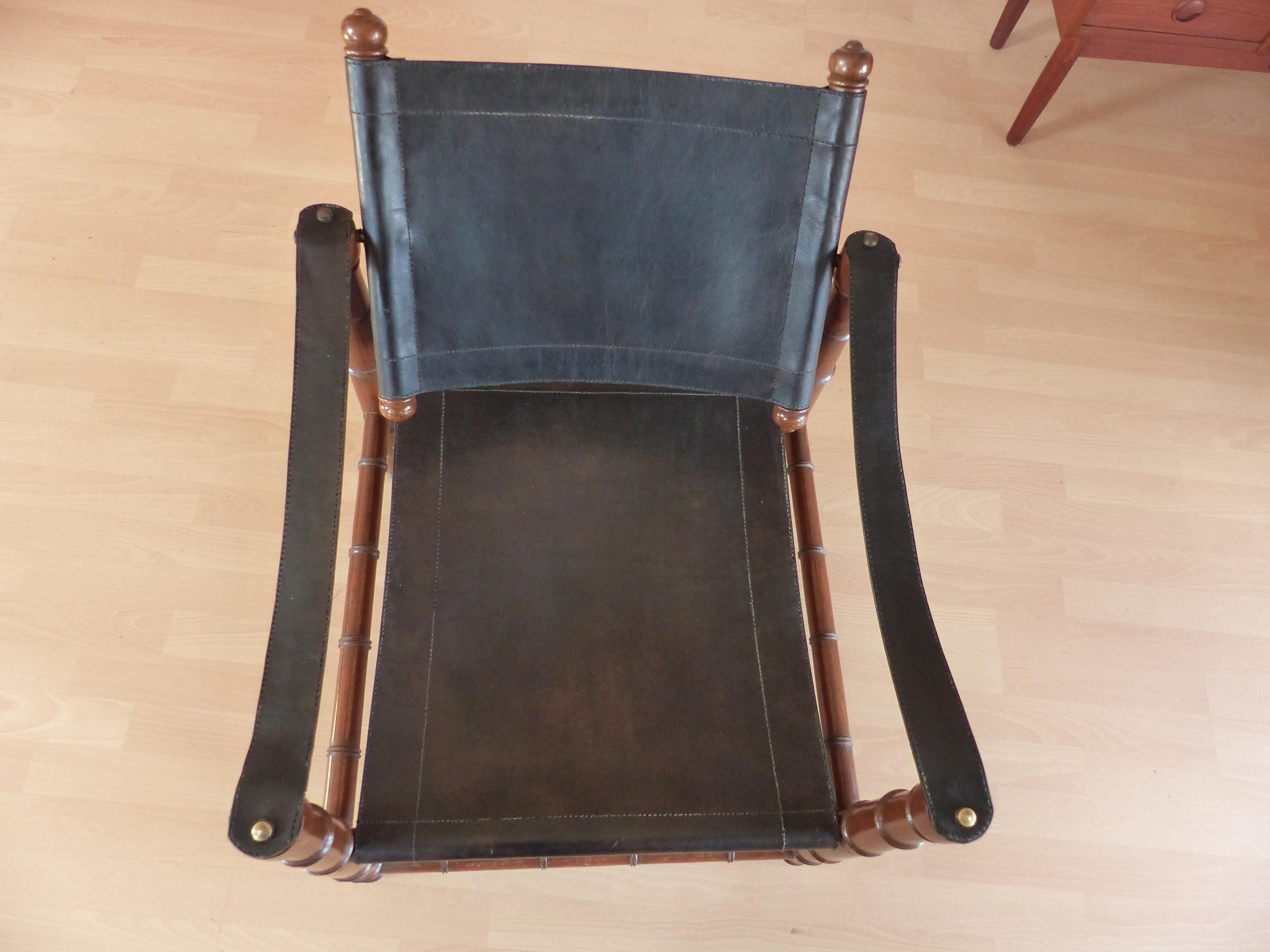 Safari Leather Chair 1940s Art Deco For Sale 1