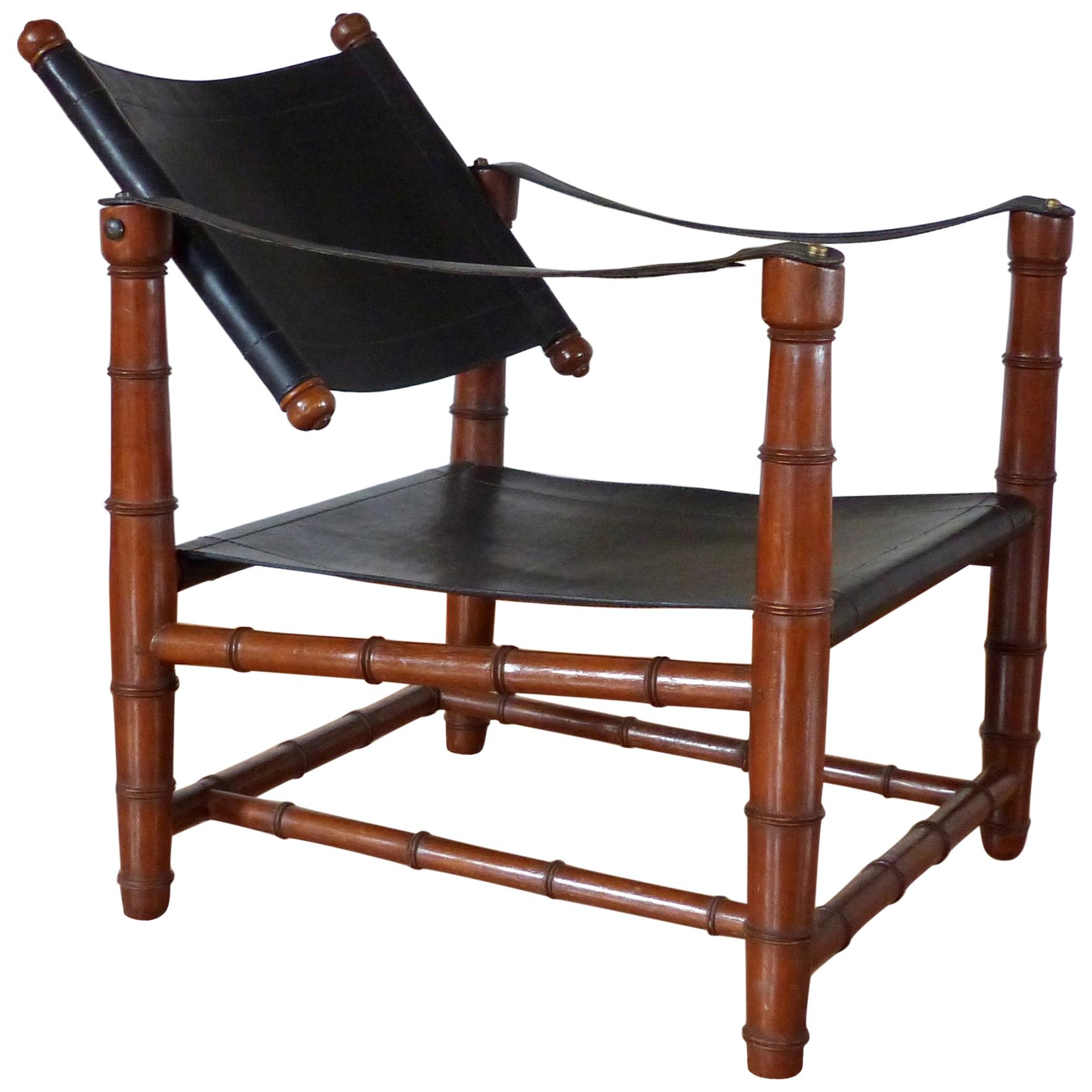 Safari Leather Chair 1940s Art Deco For Sale