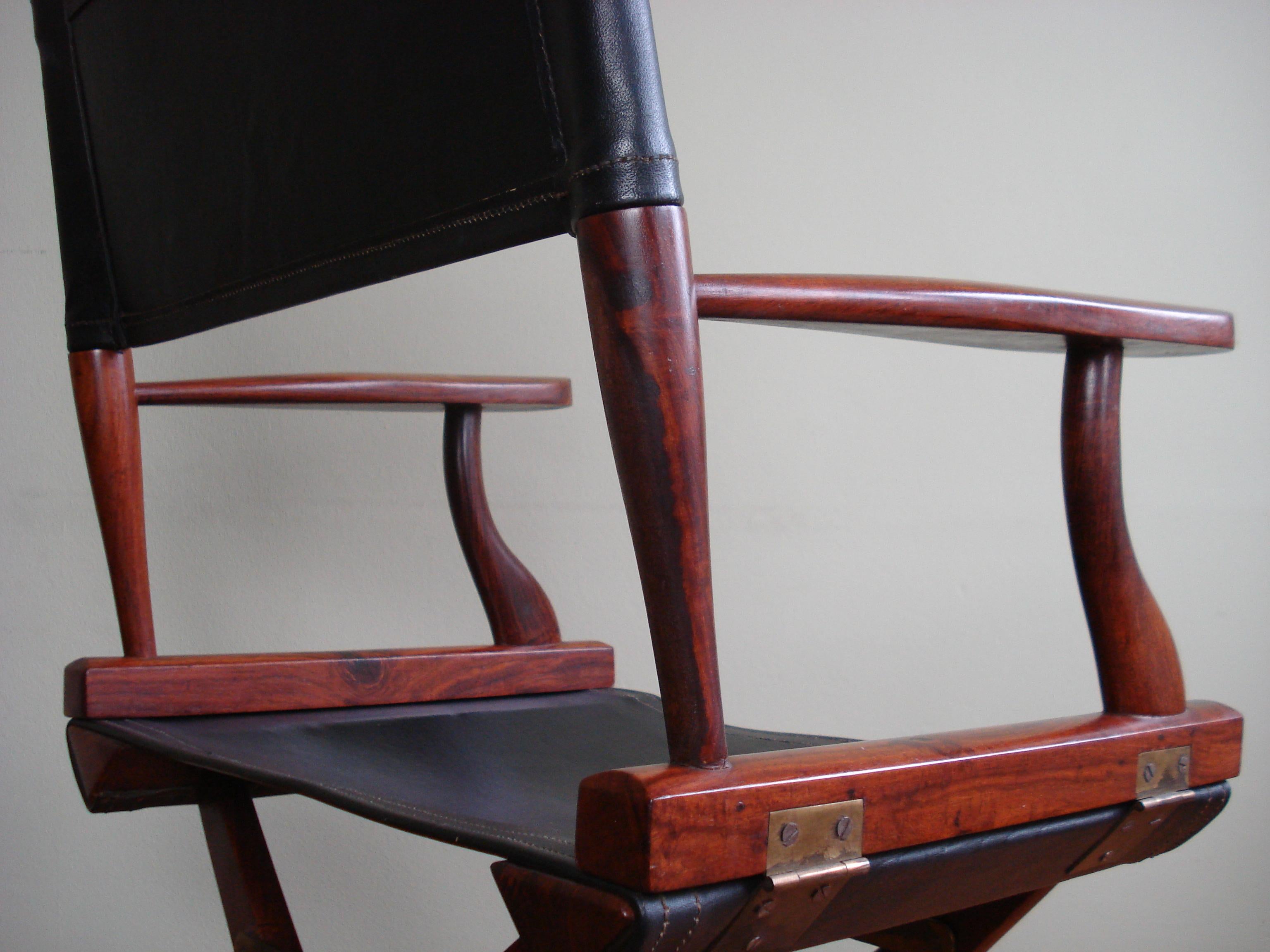 Safari leather folding chair from M. Hayat & Bros  For Sale 4