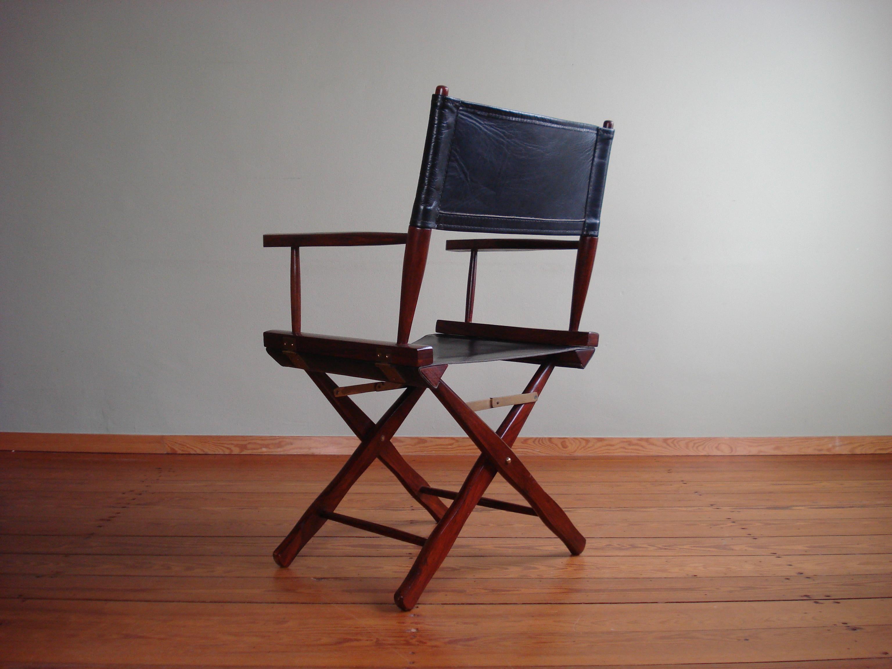 Pakistani Safari leather folding chair from M. Hayat & Bros  For Sale