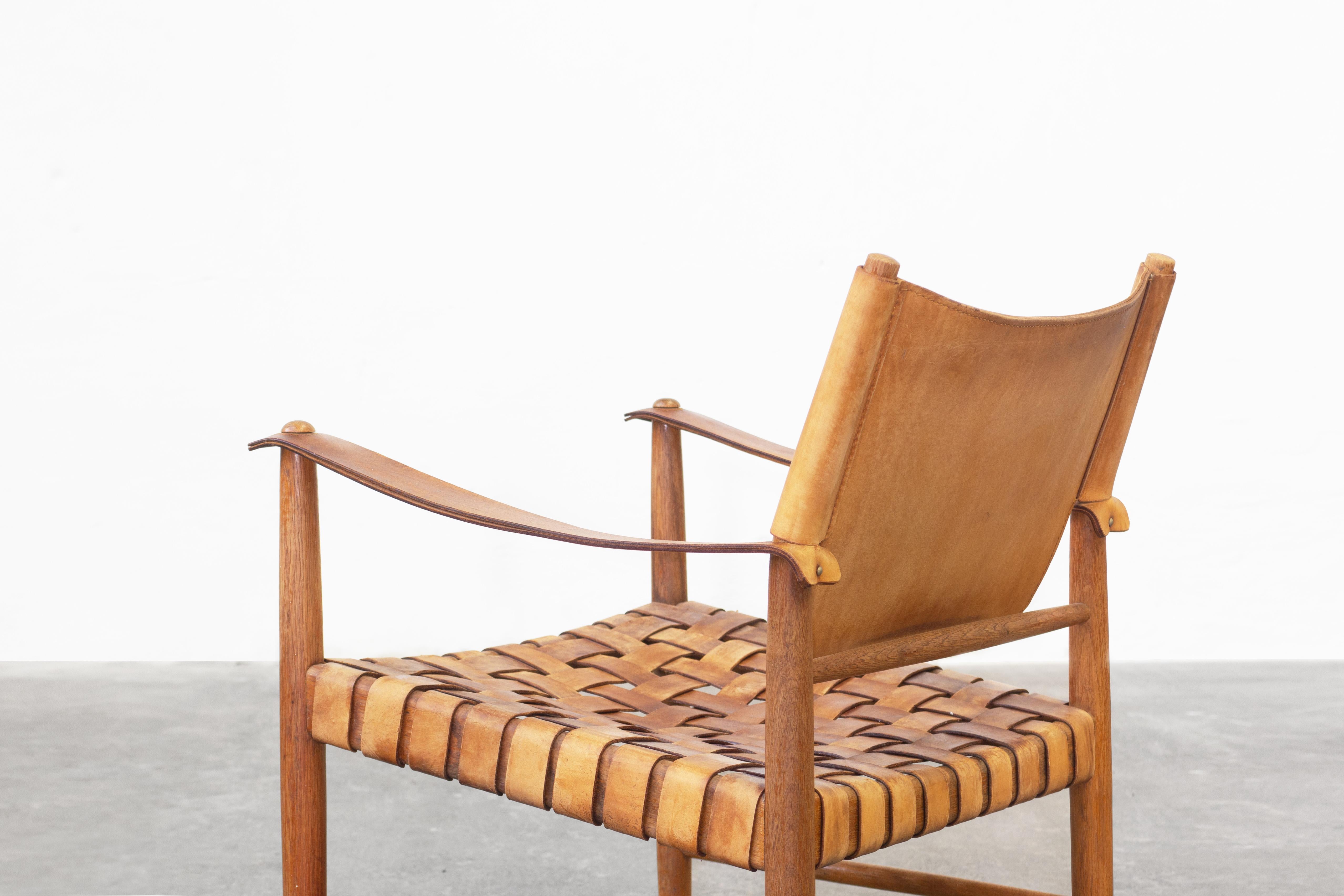 20th Century Safari Leather Lounge Chairs in the Style of Børge Mogensen For Sale