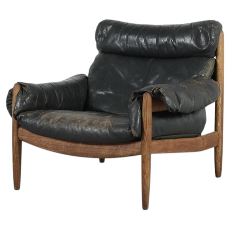 Safari Lounge Chair in Oak and Leather by Carl Straub, Sergio Rodrigues Style