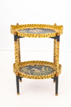 Safari Motif Painted 2-Tier Tray Top Folding Table