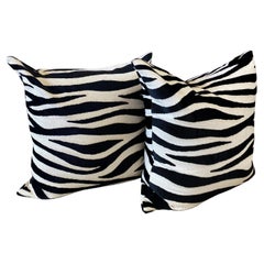  Safari Print Cream and Black Velvet Euro Pillows