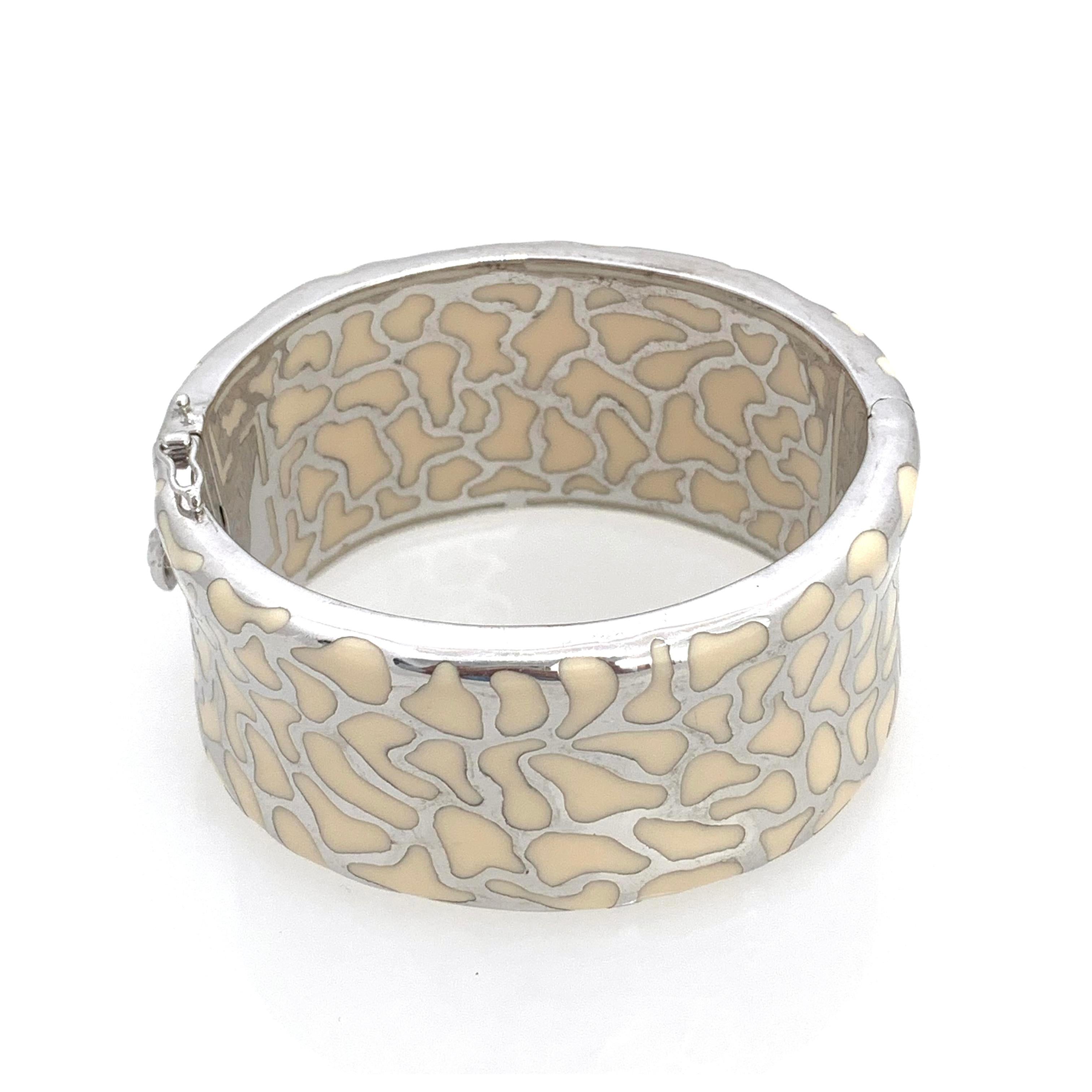 Contemporary Safari print Enamel Wide Cuff Bracelet