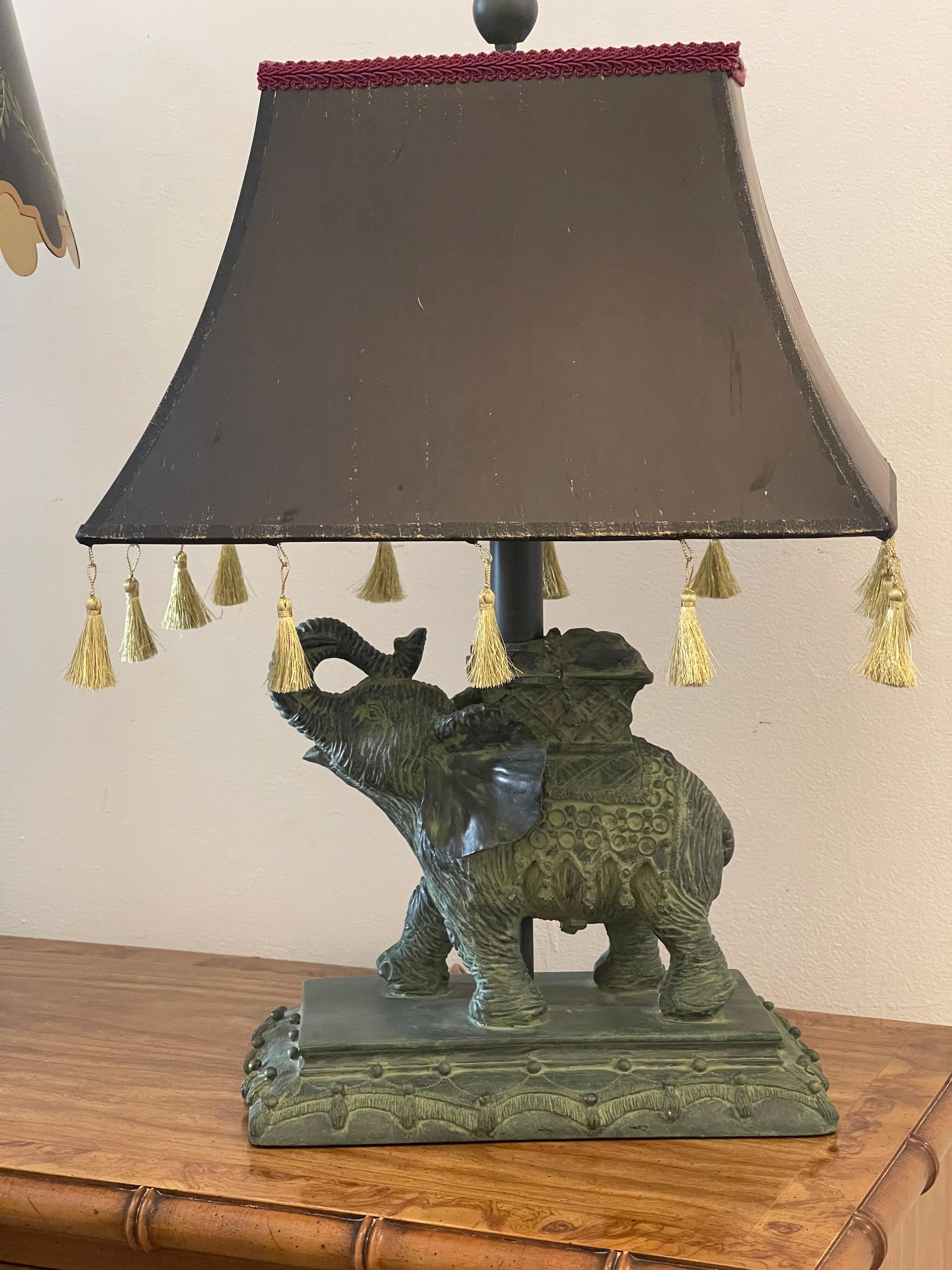American Safari Style British Colonial Elephant Lamp For Sale