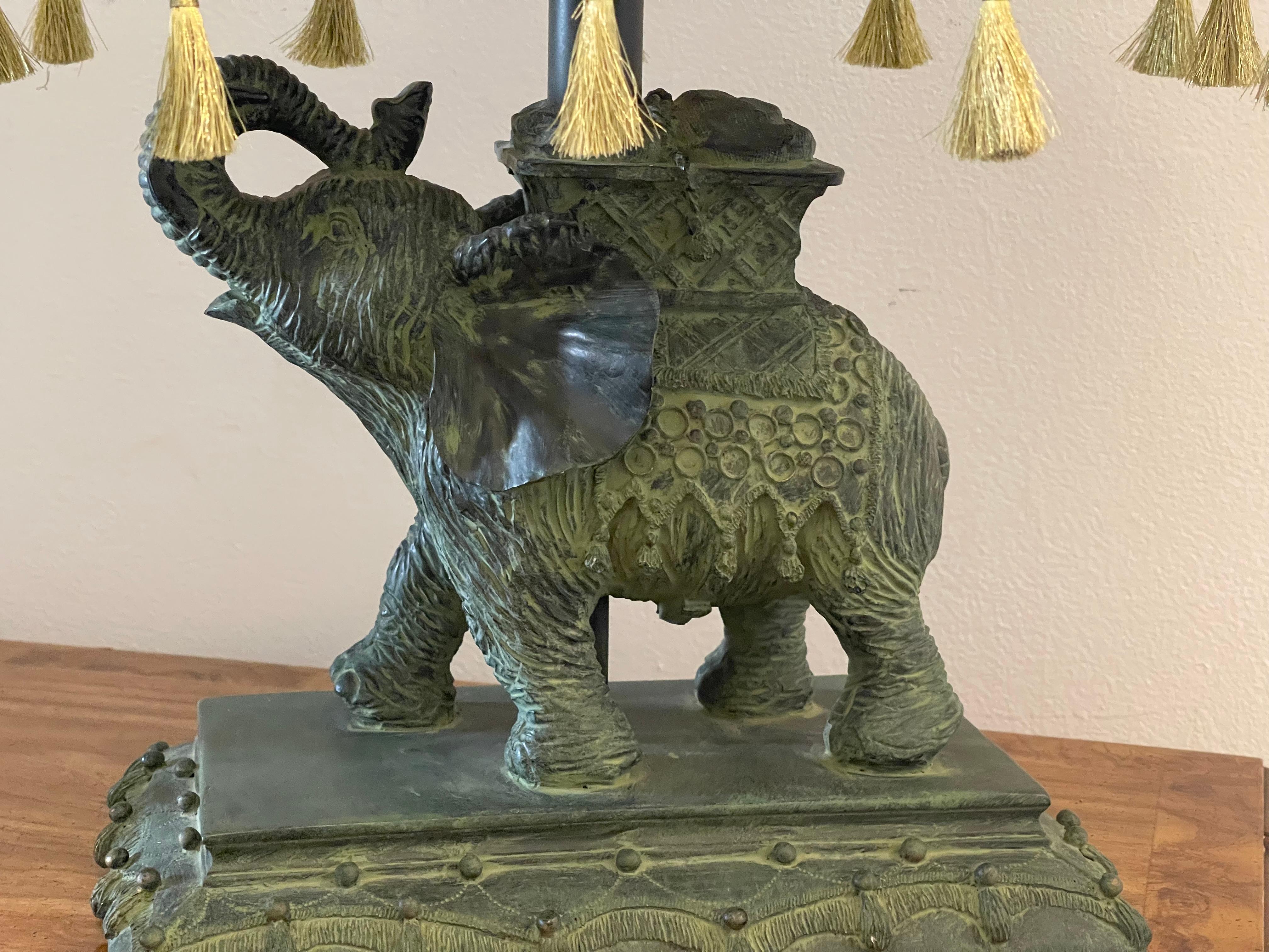Safari Style British Colonial Elephant Lamp In Good Condition For Sale In Boca Raton, FL