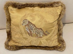 Safari Style Brocade Lumbar Pillow With Tiger