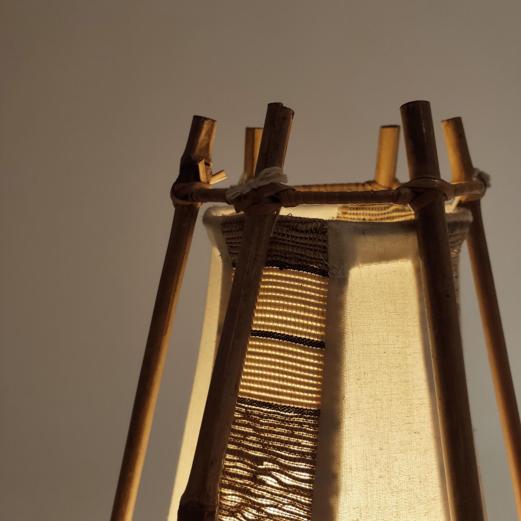 Fabric Safari style table or floor lamp designed by Louis Sognot, Italy, 1960s For Sale
