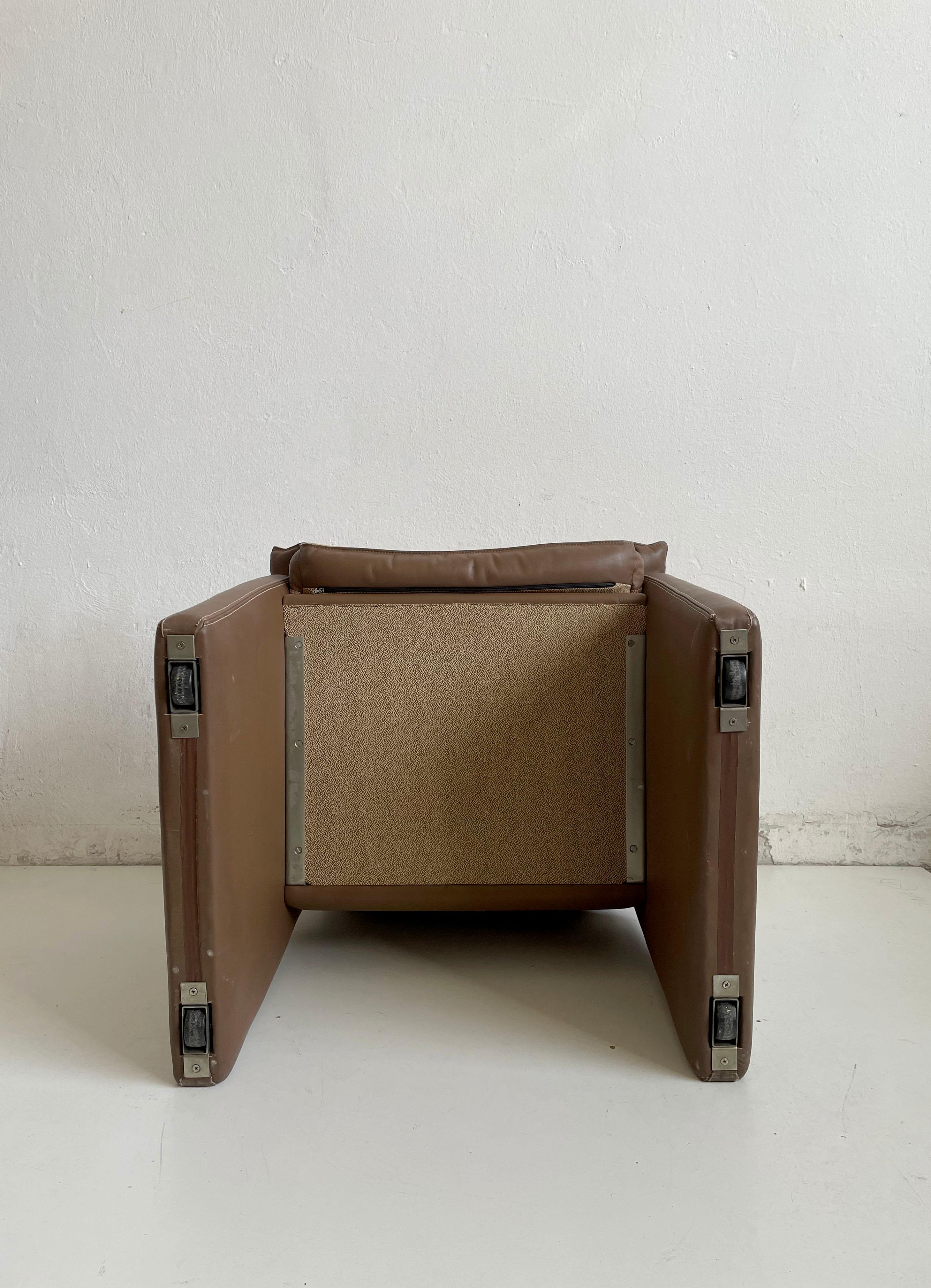 Safari Suede and Leather Dinner Chair, Carlo Bartoli for Rossi di Albizzate, #4 For Sale 4