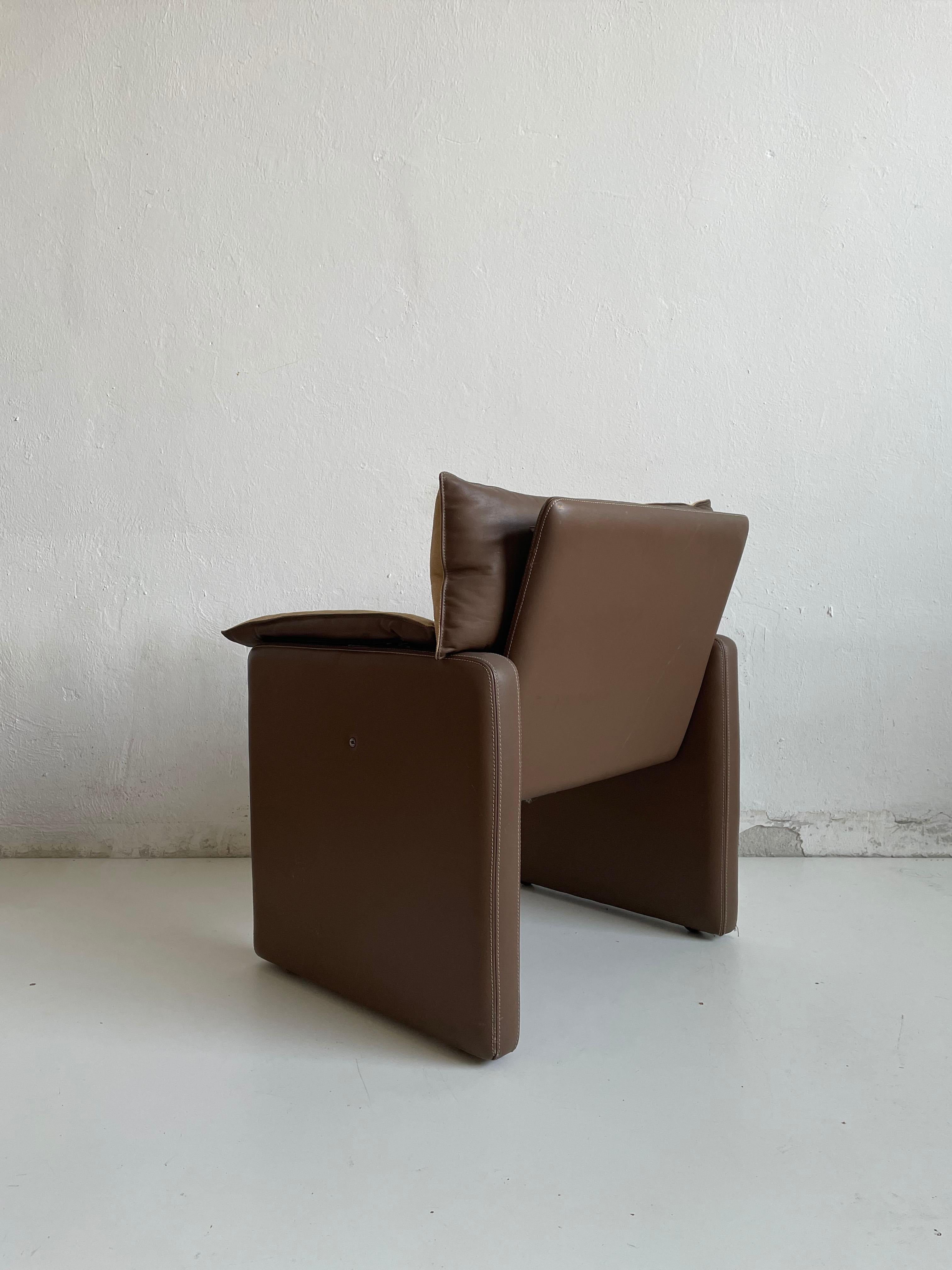 Safari Suede and Leather Dinner Chair, Carlo Bartoli for Rossi di Albizzate, #5 5