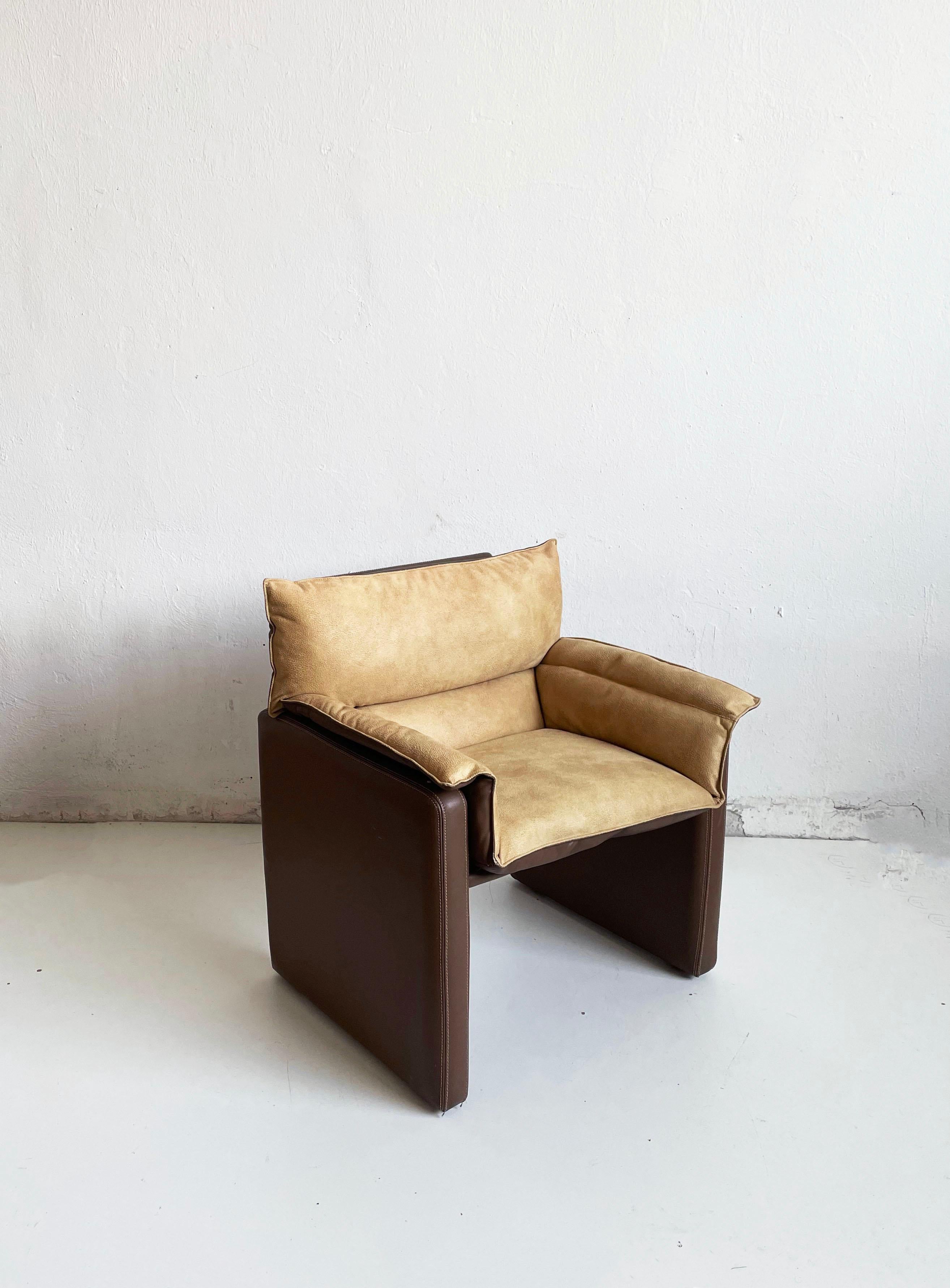 Italian Safari Suede and Leather Dinner Chair, Carlo Bartoli for Rossi di Albizzate, #5