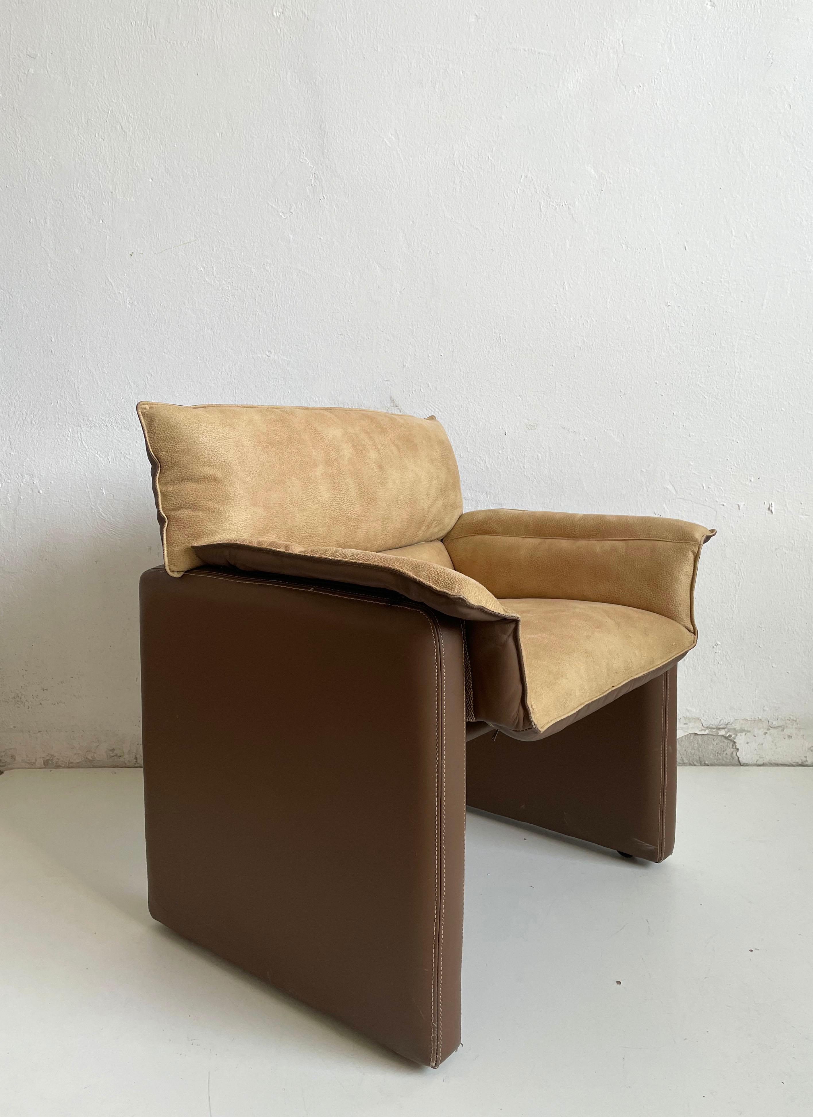 Safari Suede and Leather Dinner Chair, Carlo Bartoli for Rossi di Albizzate, 80s In Good Condition For Sale In Zagreb, HR
