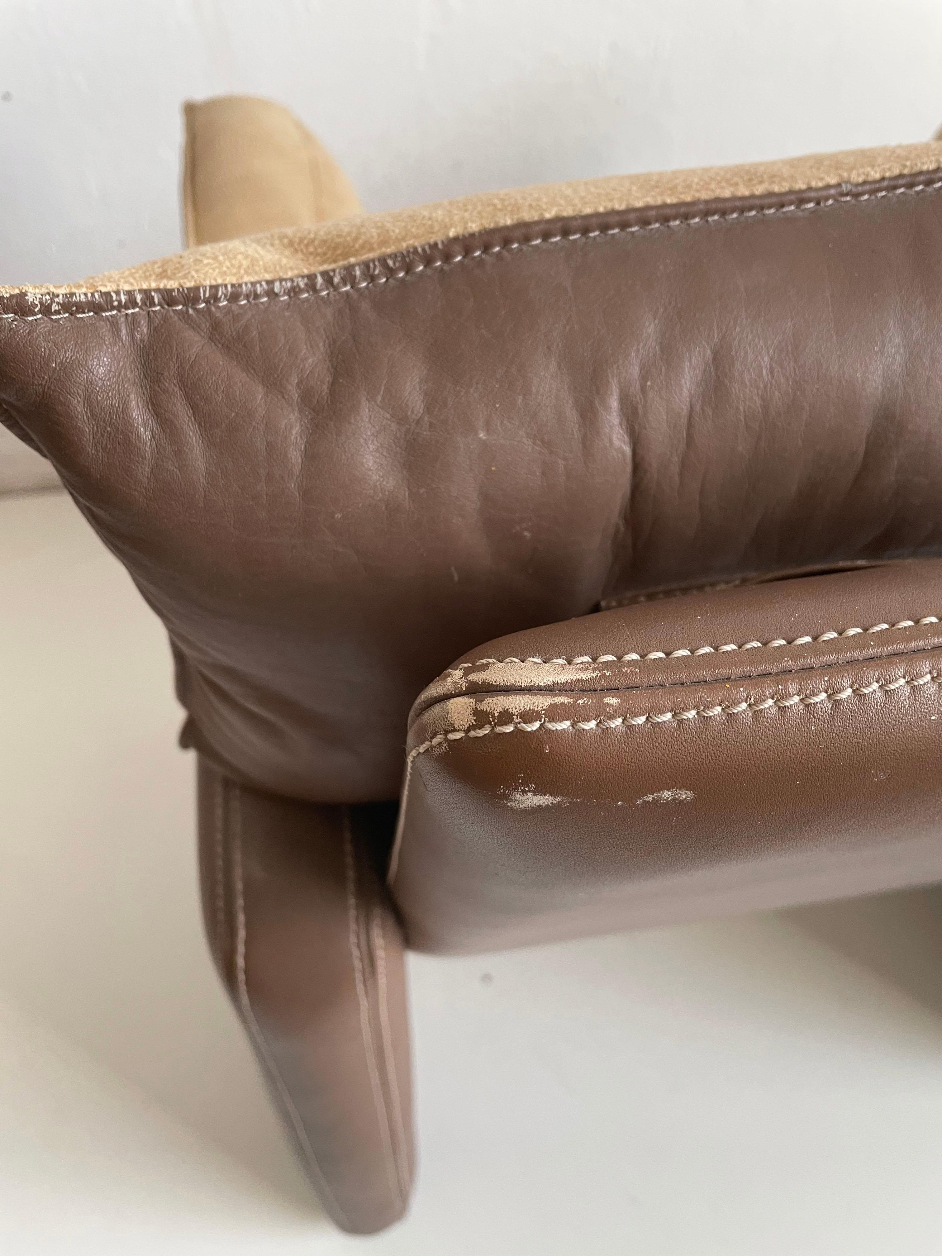 Chaise de salle à manger Safari en daim et cuir, Carlo Bartoli pour Rossi di Albizzate, années 80 en vente 2