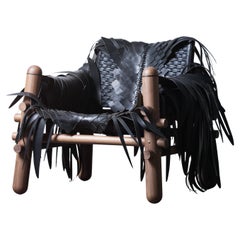 Safari wood and leather armchair by Nocod Studio