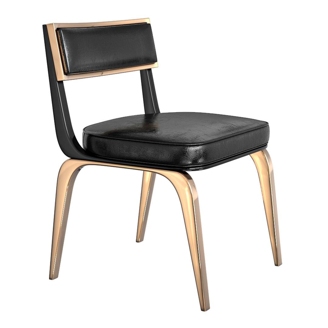 Stuhl „Safari XCIII“ mit Bronze und maßgeschneidertem Leder, Istanbul (Metall) im Angebot