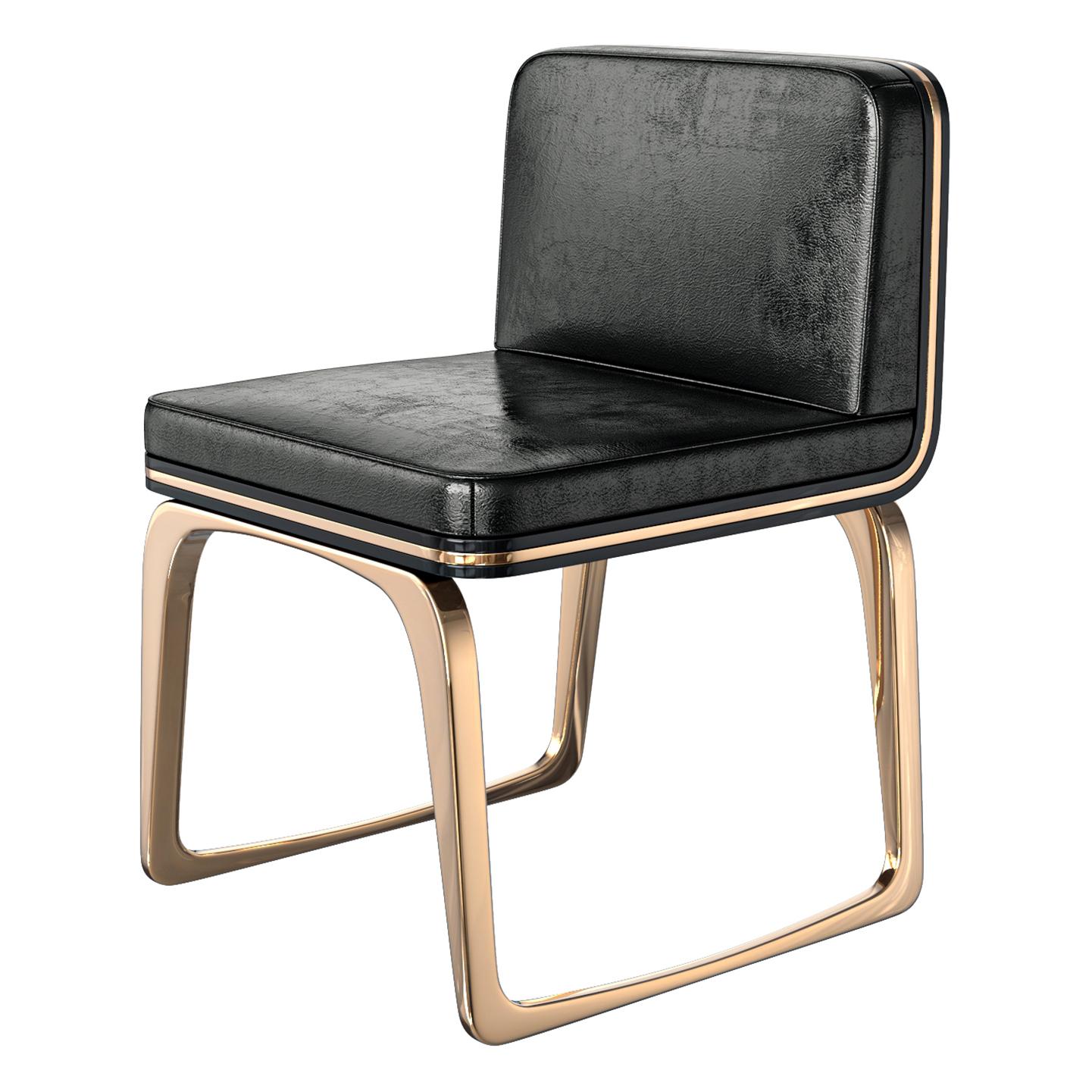 Stuhl „Safari XLIX“ von „Safari“, achtteilig, mit Bronze und maßgeschneidertem Leder, Istanbul (Türkisch) im Angebot