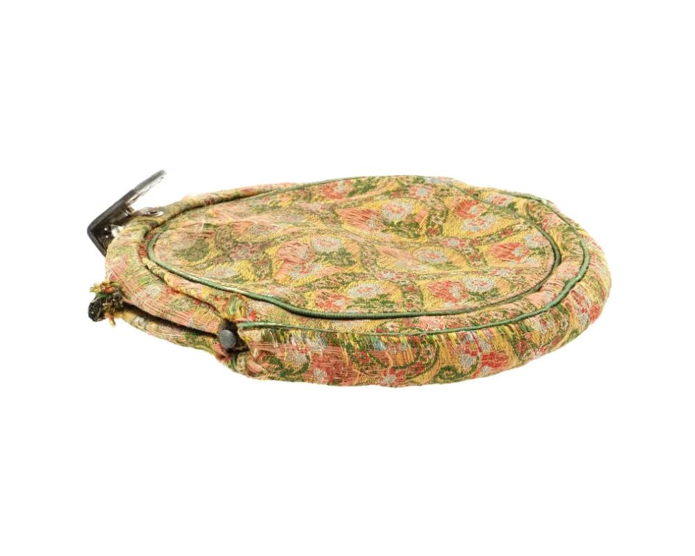 18th Century and Earlier Safavid Hand Woven Textile Hand Bag W Silver Clasp For Sale