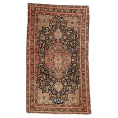 Antique Safavid Medallion and Animal Persian Tabriz Hunting Carpet