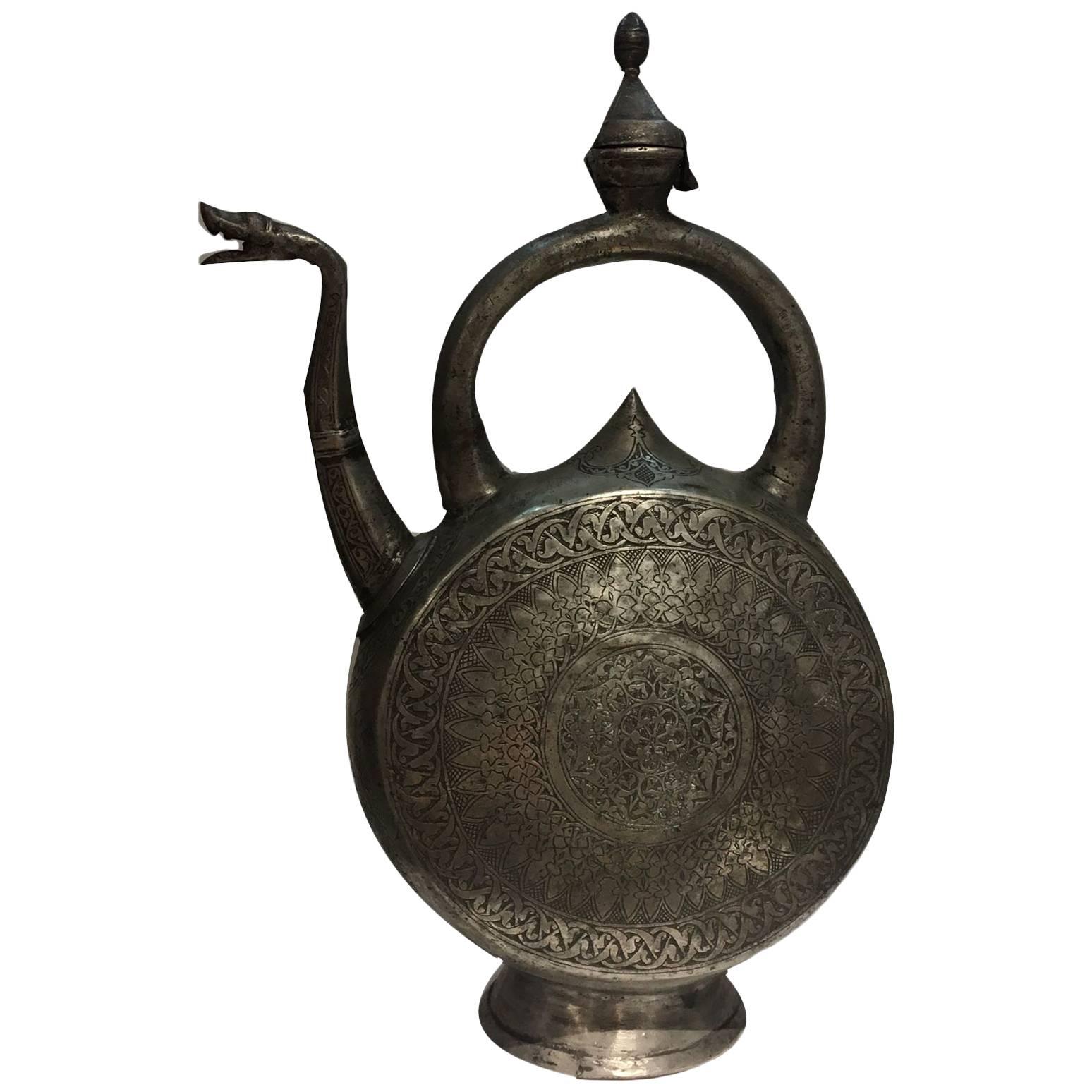 Safavid Tinned Copper Ewer, 17th Century For Sale