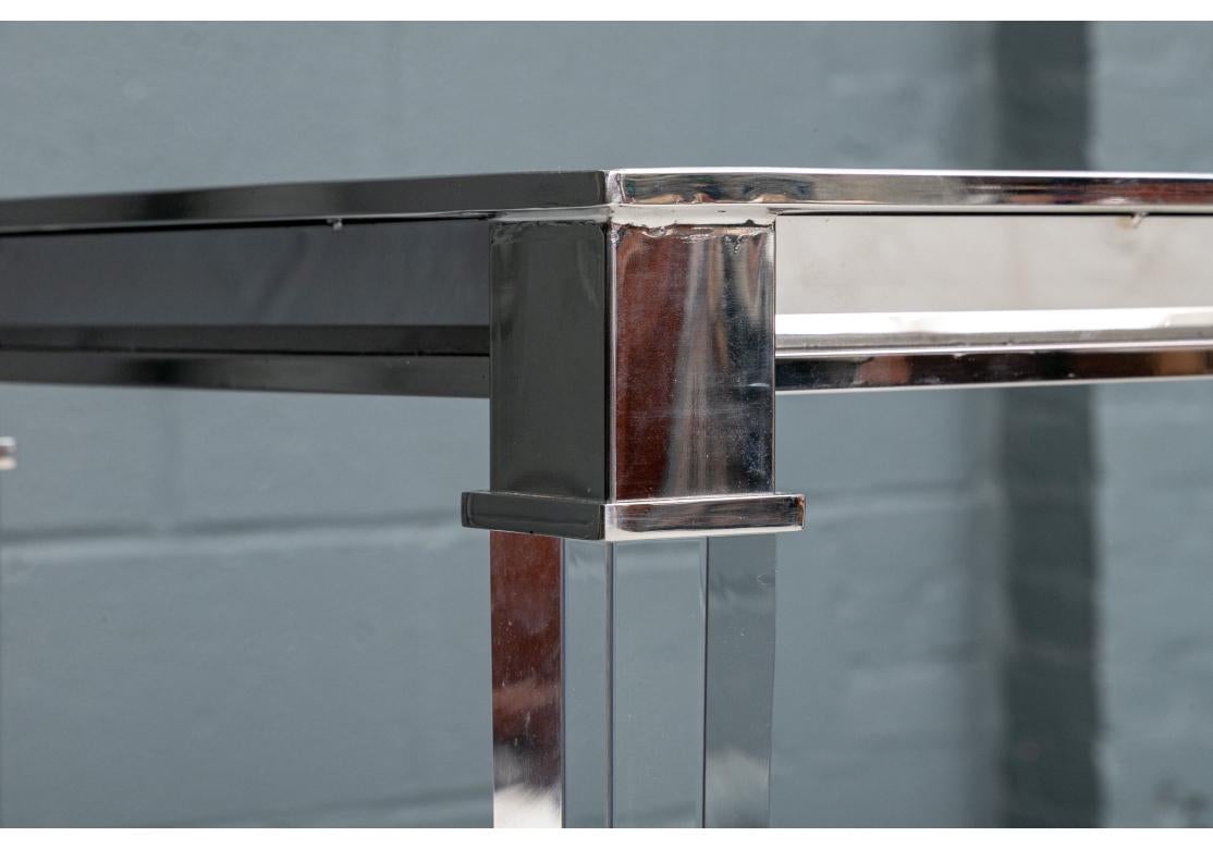 Safavieh Charleston Stainless And Glass Console Table With Acrylic Legs For Sale 2
