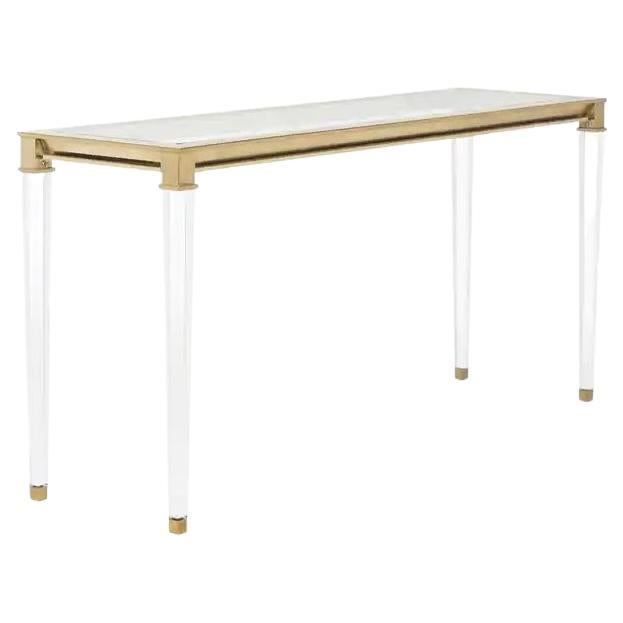 Safavieh Charleston Stainless And Glass Console Table With Acrylic Legs For Sale