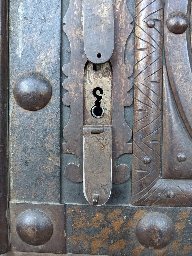 Safe in Studded Iron and Wood, France, Mid 19th Century at 1stDibs
