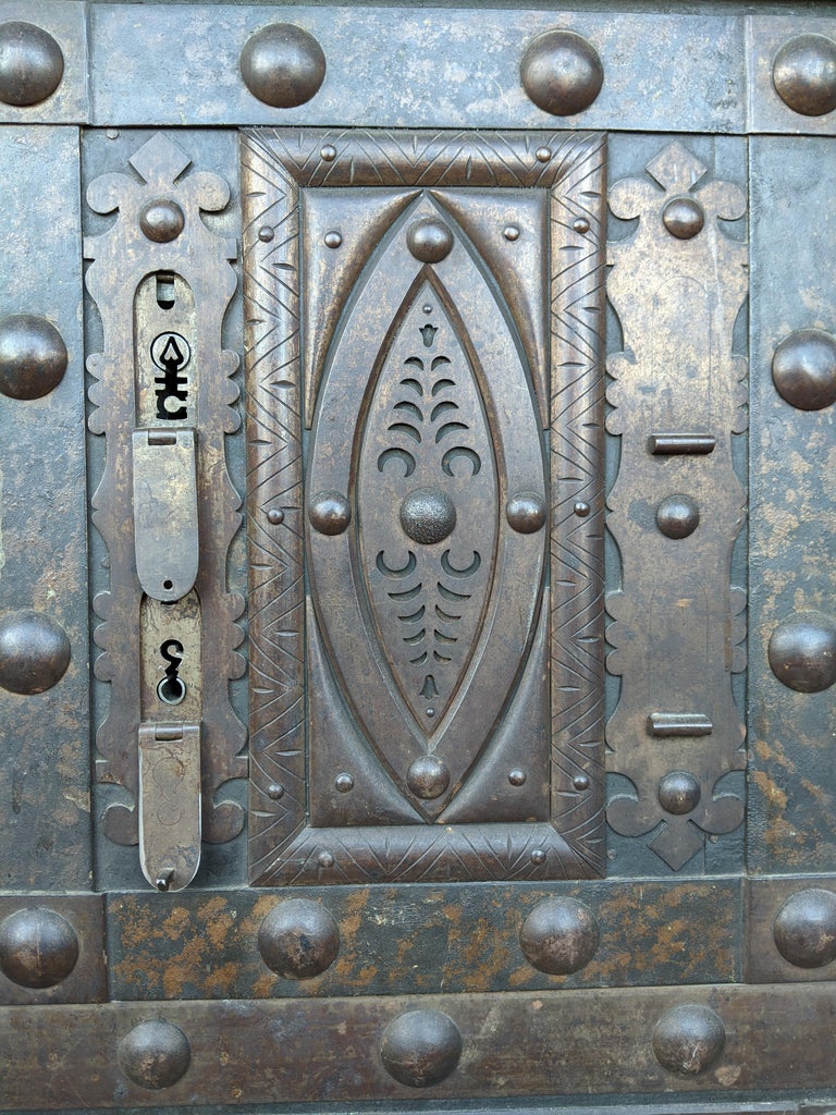 Safe in Studded Iron and Wood, France, Mid 19th Century at 1stDibs