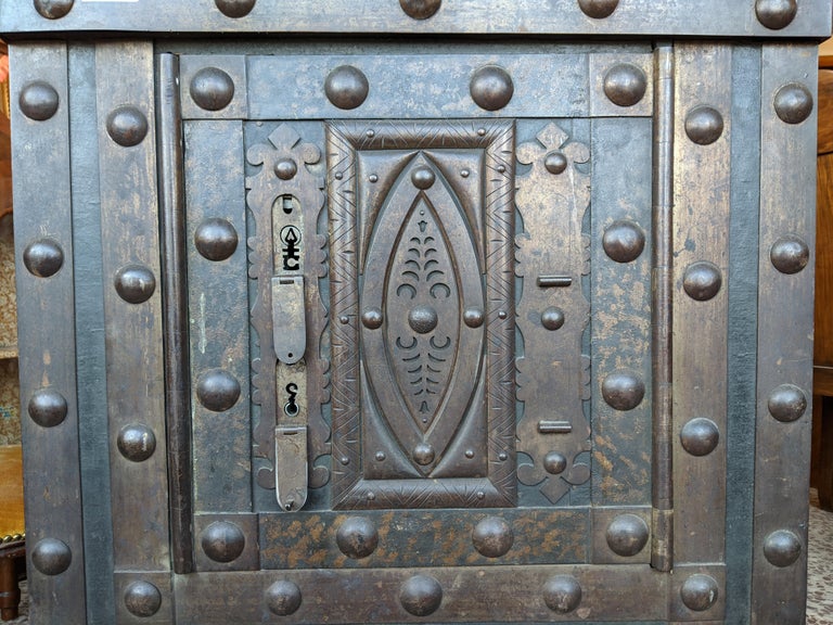 Safe in Studded Iron and Wood, France, Mid 19th Century at 1stDibs