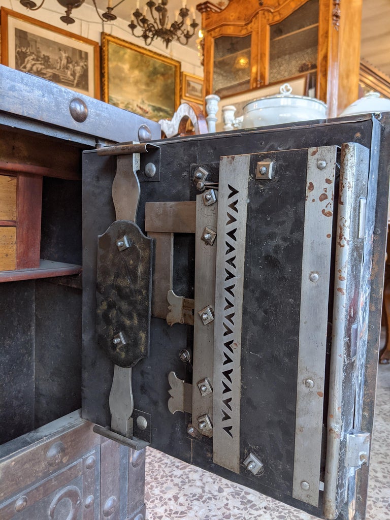 Safe in Studded Iron and Wood, France, Mid 19th Century at 1stDibs