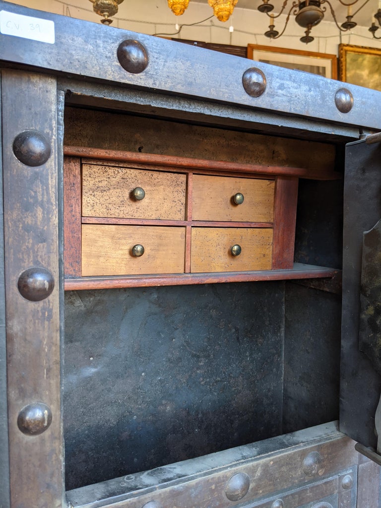 Safe in Studded Iron and Wood, France, Mid 19th Century at 1stDibs