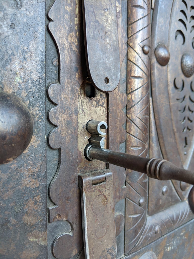 Safe in Studded Iron and Wood, France, Mid 19th Century at 1stDibs