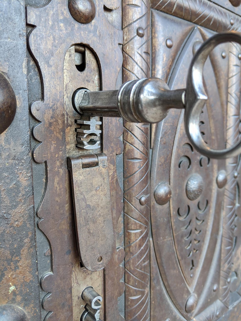 Safe in Studded Iron and Wood, France, Mid 19th Century at 1stDibs