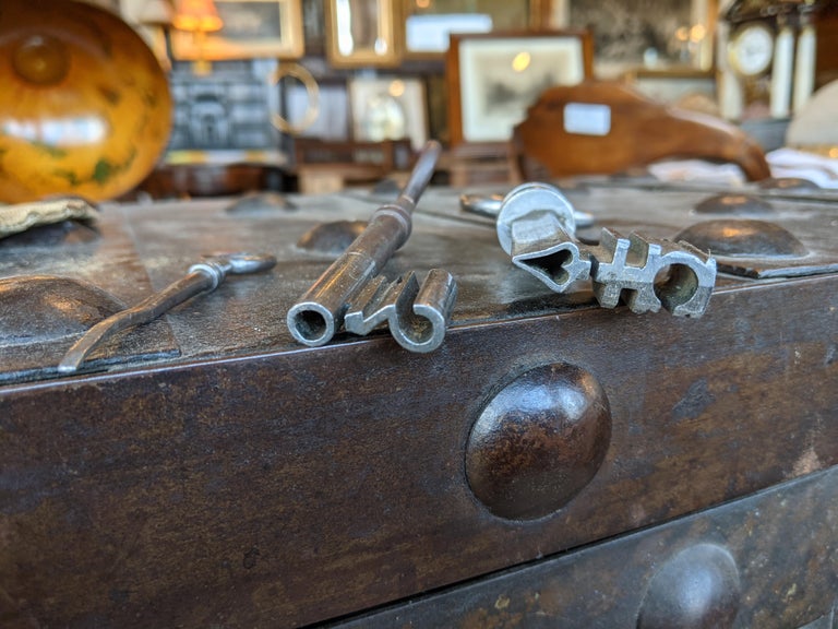 Safe in Studded Iron and Wood, France, Mid 19th Century at 1stDibs