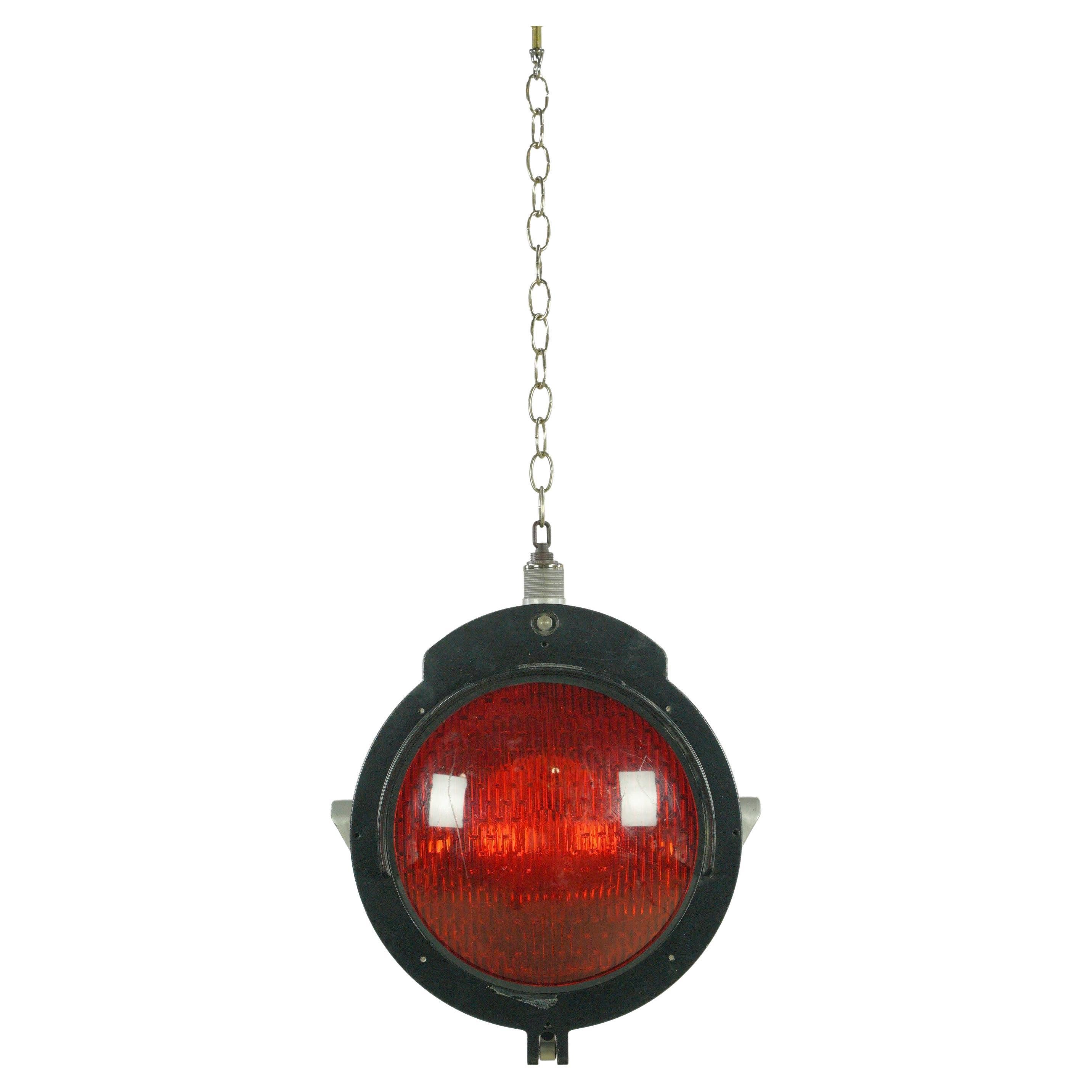 Safetran Systems Corp. Aluminum Red Glass Railroad Light For Sale