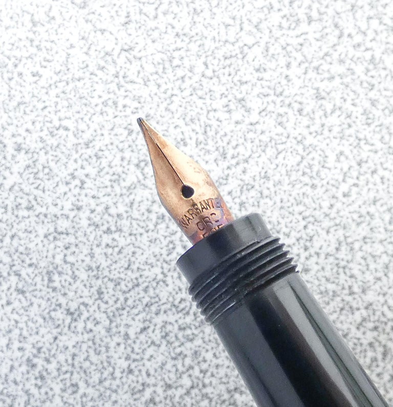 Safety fountain pen with retractable nib. SIMPLEX, gold laminated