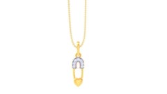 Safety Pin Kids Pendant, 18k Gold, 0.03ct