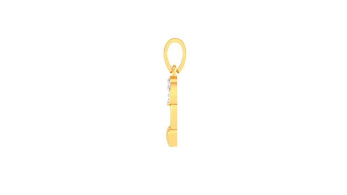 Modern Safety Pin Kids Pendant, 18k Gold, 0.03ct For Sale