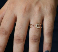 Safety Pin Ring 14k Gold Natural Diamond Ring Cuff Ring Women Birthday Gift Ring