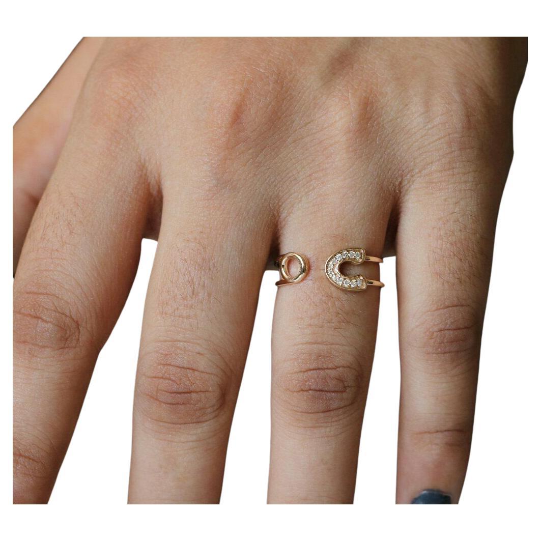 Safety Pin Ring 14k Gold Natural Diamond Ring Cuff Ring Women Birthday Gift Ring