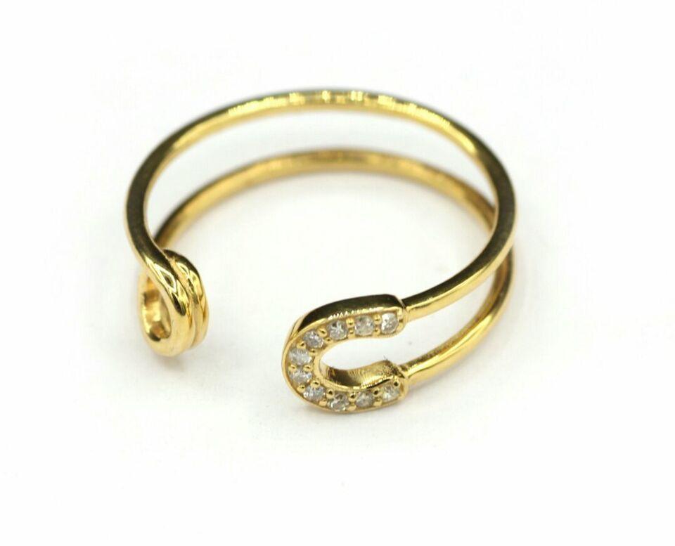 Women's or Men's Safety Pin Shape Ring Band 14k Solid Gold Diamond Designer Ring Birthday Gift. For Sale