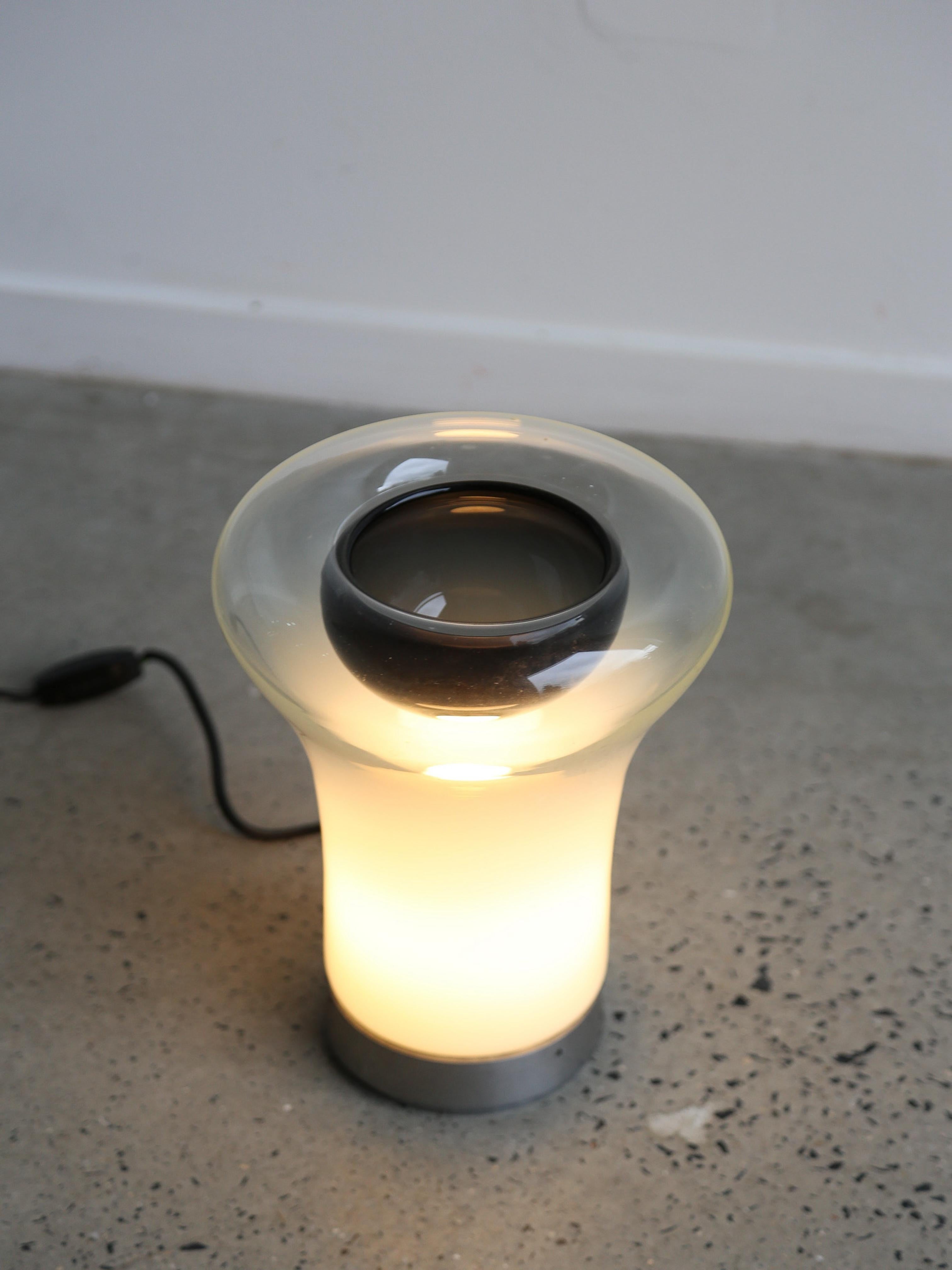 Space Age Saffo Table Lamp by Angelo Mangiarotti for Artemide in Murano Glass 1960s