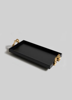 Saffron Black Vanity Tray in Lacquer Wood & Brass, Viya By Vikram Goyal