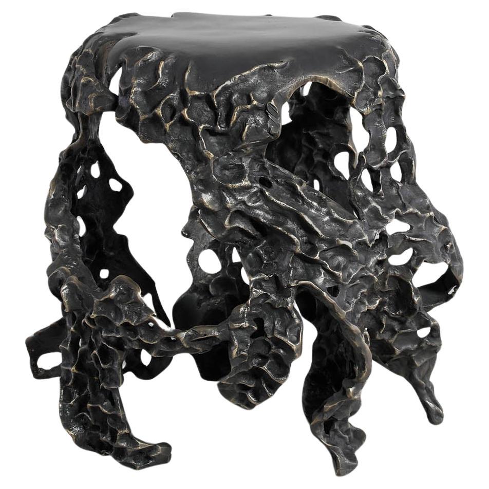 Saffron Bronze Stool in Brass, Viya by Vikram Goyal