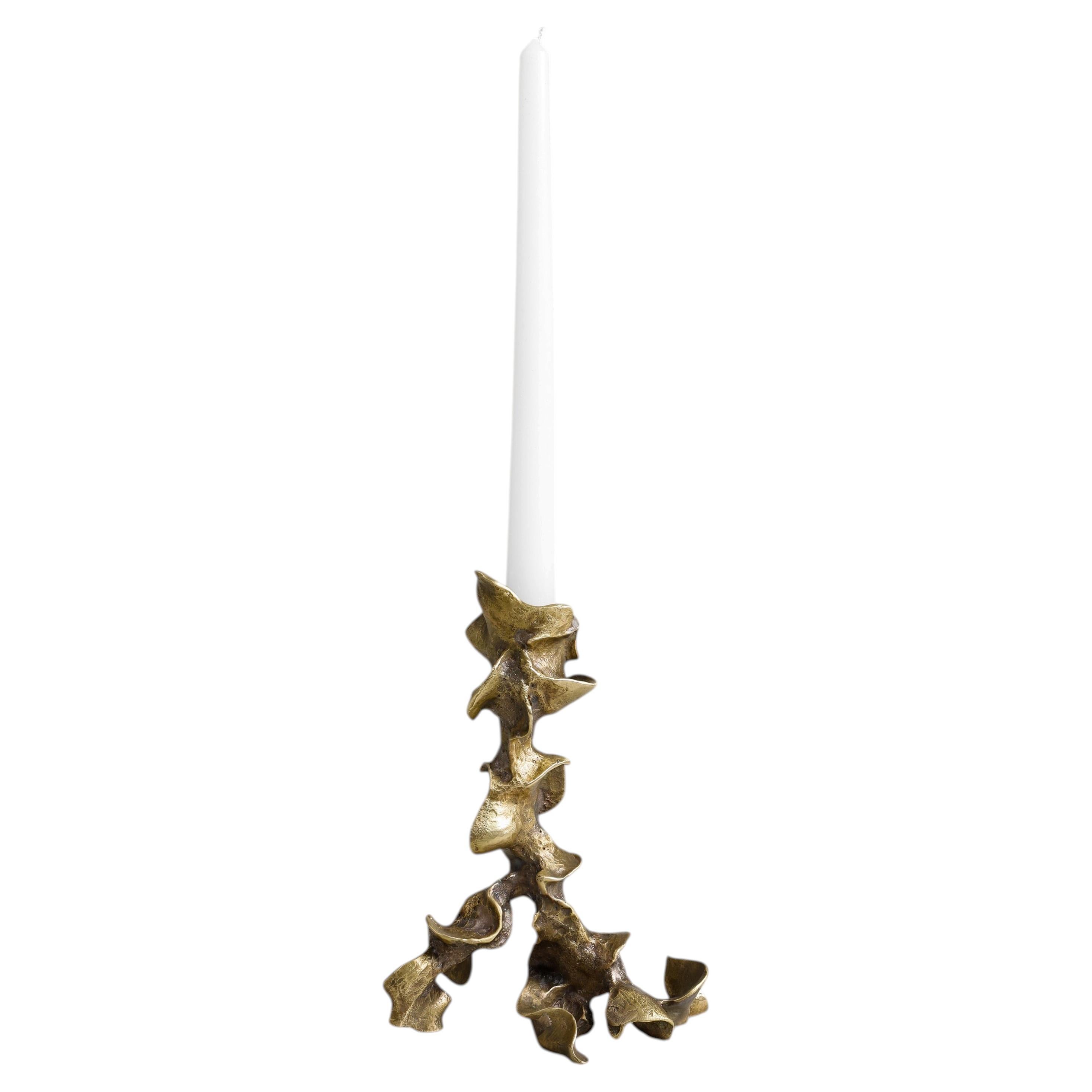 Saffron Candle Holder Medium in Brass, Viya by Vikram Goyal