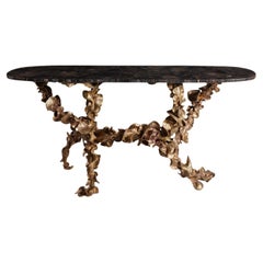 Saffron Console in Semi Precious Stone Overlay Top & Brass, Viya by Vikram Goyal