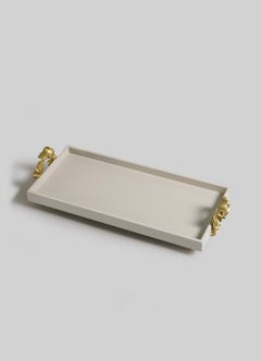 Saffron Ecru Vanity Tray in Lacquer Wood & Brass, Viya By Vikram Goyal