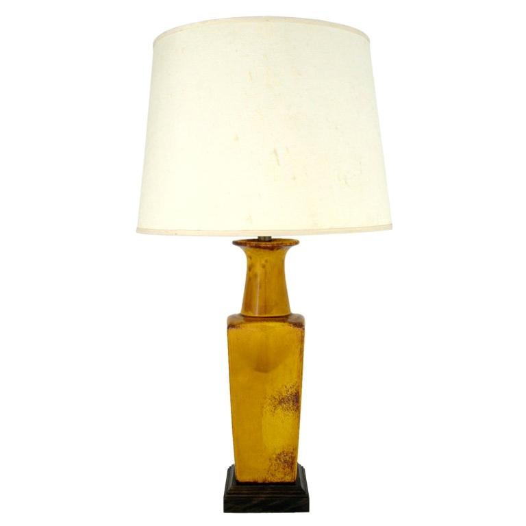 Saffron Glazed Vase Form Table Lamp By Frederick Cooper For Sale