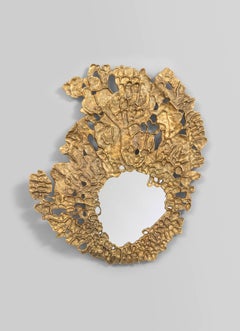 Saffron Gold Mirror Round in Brass, Viya by Vikram Goyal